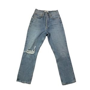 Agolde Riley‎ High Rise Striaght Crop Distressed Ankle Jeans Endeavor Size 23